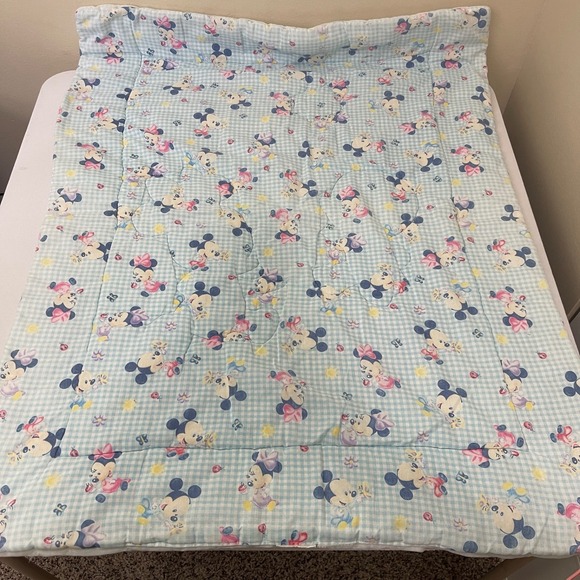 VTG Disney Baby Crib Blanket Comforter Mickey Minnie Flower Butterfly Ladybug - Picture 7 of 15